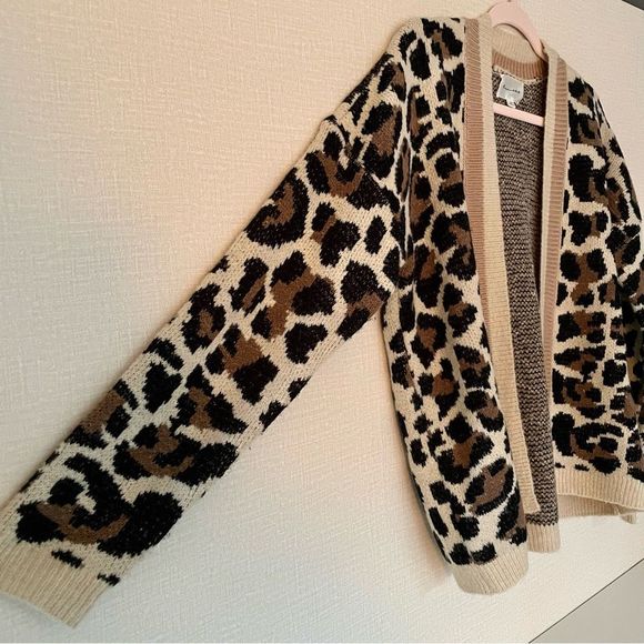 Anthropologie, Line & Dot, Leopard Print Open Cardigan, Cream, Brown & Black Tan - Picture 4 of 11